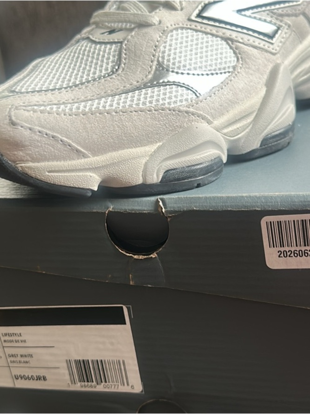 New Balance Kids White and Silver Athletic Sneakers - Picture 3 of 3